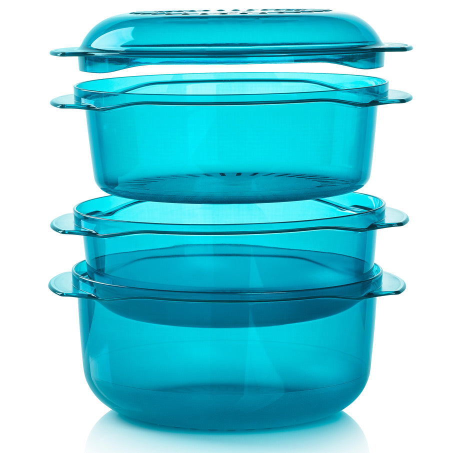 TupperWave Stack Cooker Set for Microwave Meals – 3-Piece