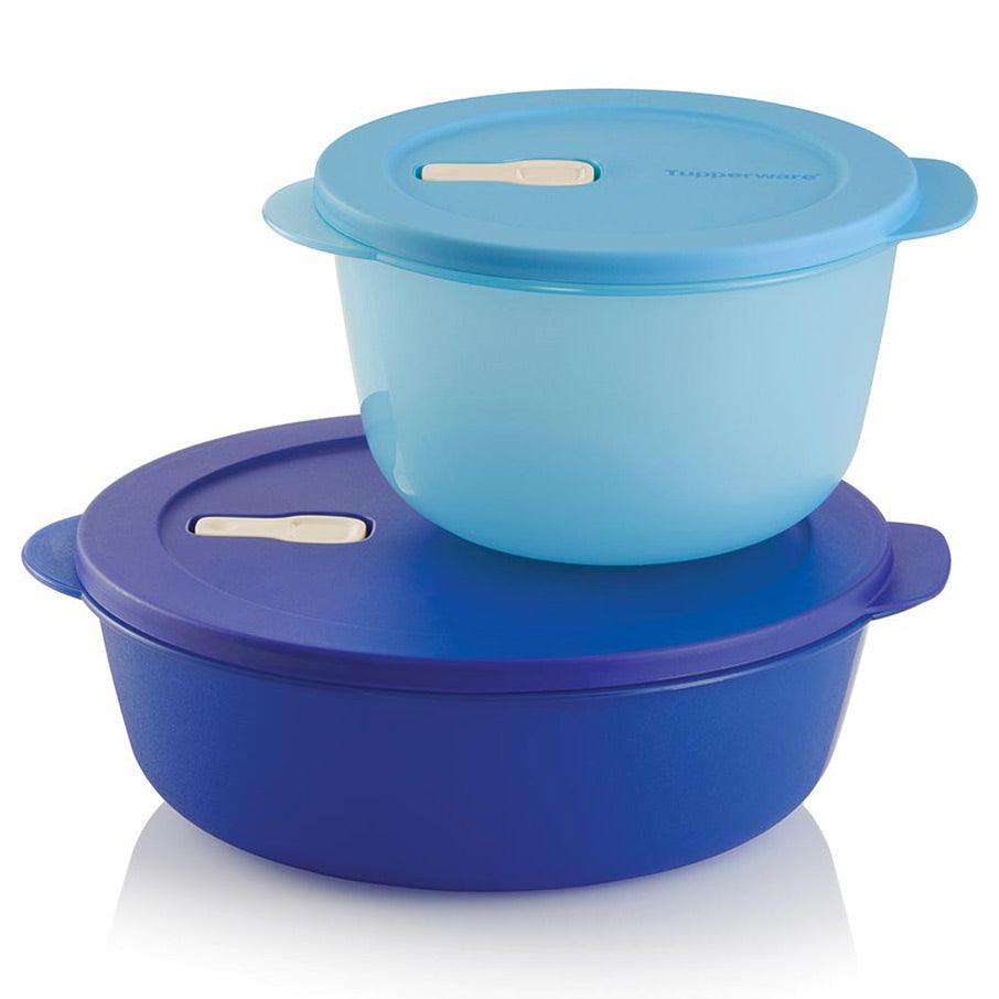 CrystalWave® 2-Piece Microwave-Safe Food Storage Bowls with Leakproof Lids