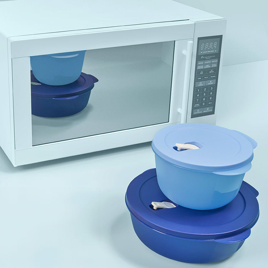 CrystalWave® 2-Piece Microwave-Safe Food Storage Bowls with Leakproof Lids