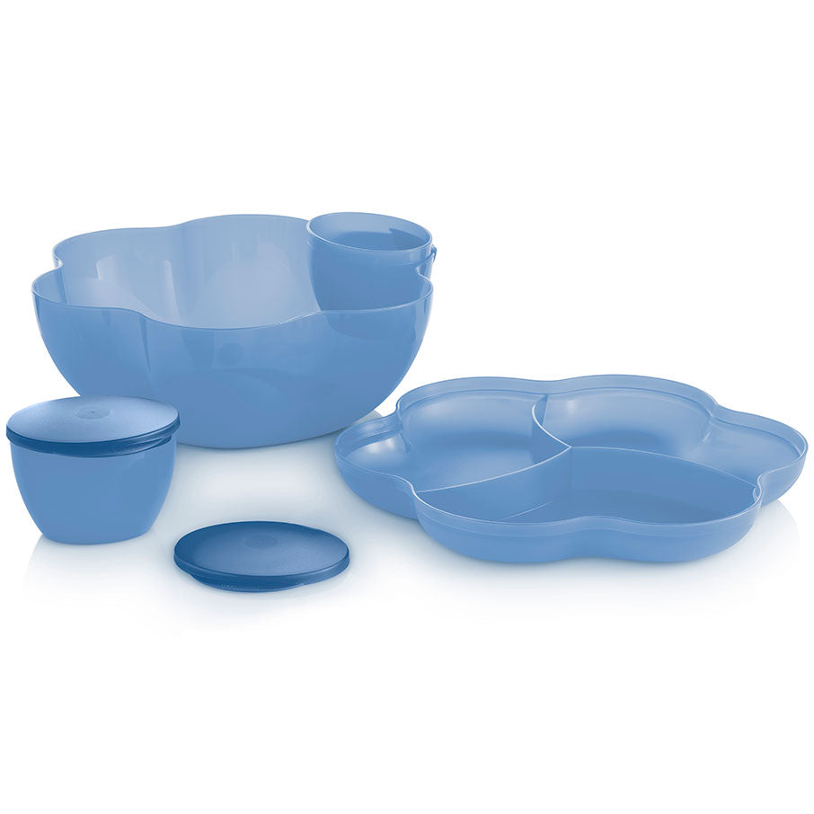 Party Chip and Dip Bowl Set with Divided Lid & Microwaveable Containers