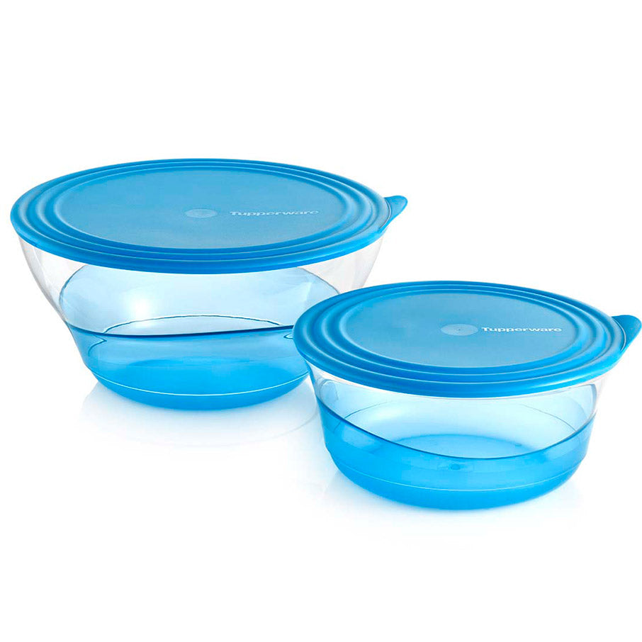 Sheerly Elegant 2-Piece Serving Bowl Set with Seals - Azure Wave Design