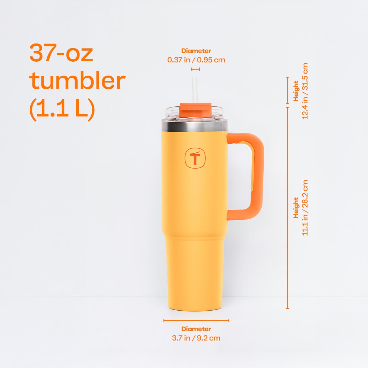 Tupperware Big T Tumbler 37oz - Leakproof Stainless Steel Cup for Hot & Cold Drinks