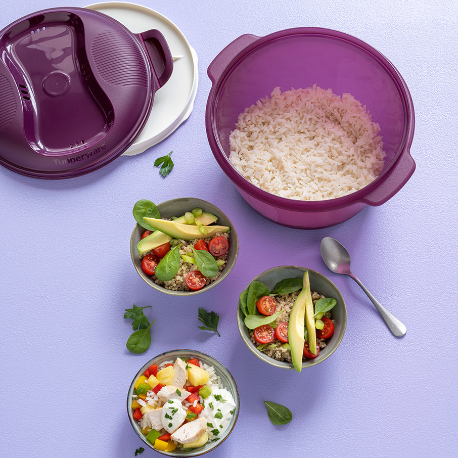 Microwave Rice Cooker with Overflow Guard & Steam Release – 2.3 Qt.