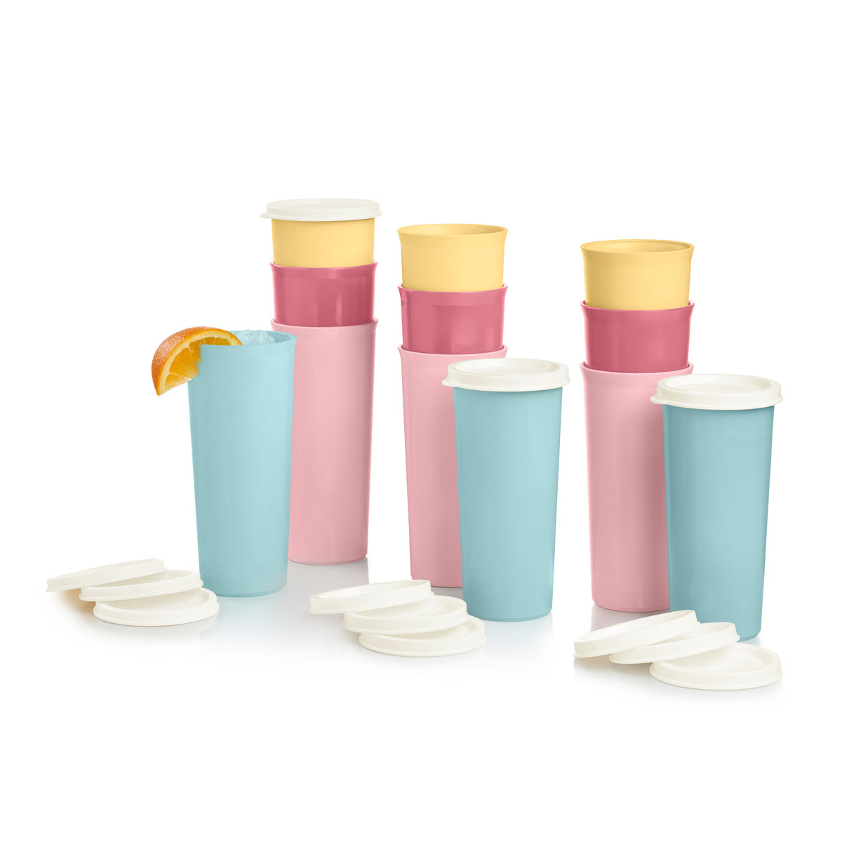 Vintage 16 oz Tumblers with Leak-Proof Lids - 12-Piece Set