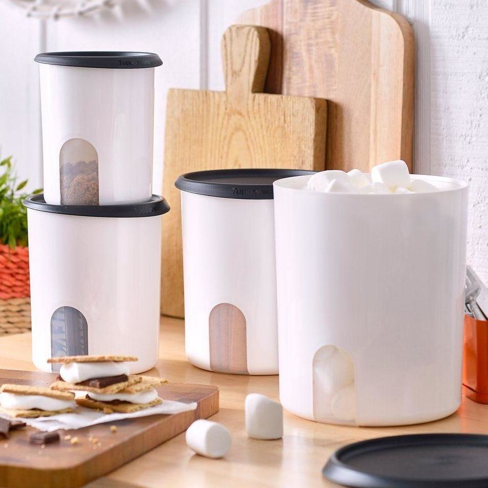 One Touch Airtight Food Storage Canister Set with Viewing Window