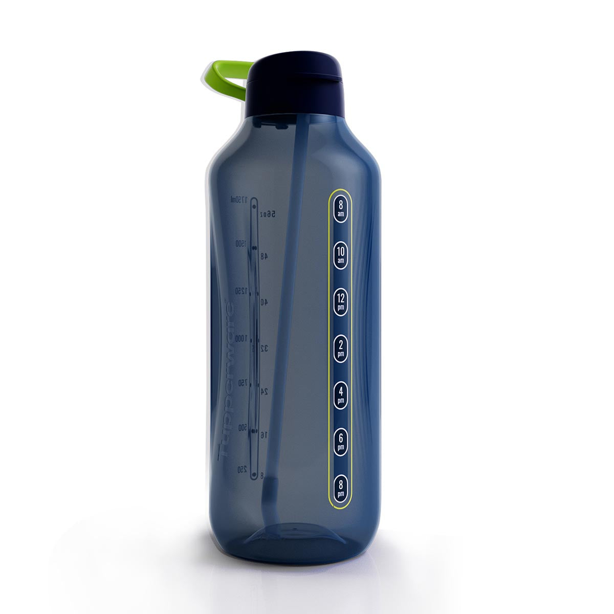 Tupperware Eco+ AquaVibe 2L Water Bottle with Time Markers & Straw